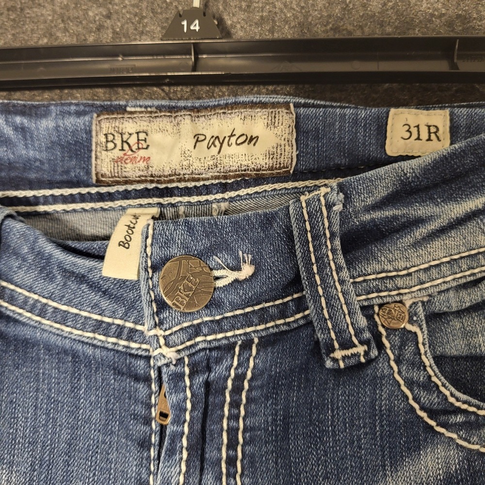 BKE Payton Bootcut Jeans Womens 31x31  Medium Wash Thick Stitch Denim - Picture 4 of 10